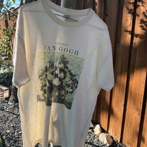 Vincent Van Gogh 1890 White Roses Graphic T-Shirt Men's/Unisex XL Off-white Tee